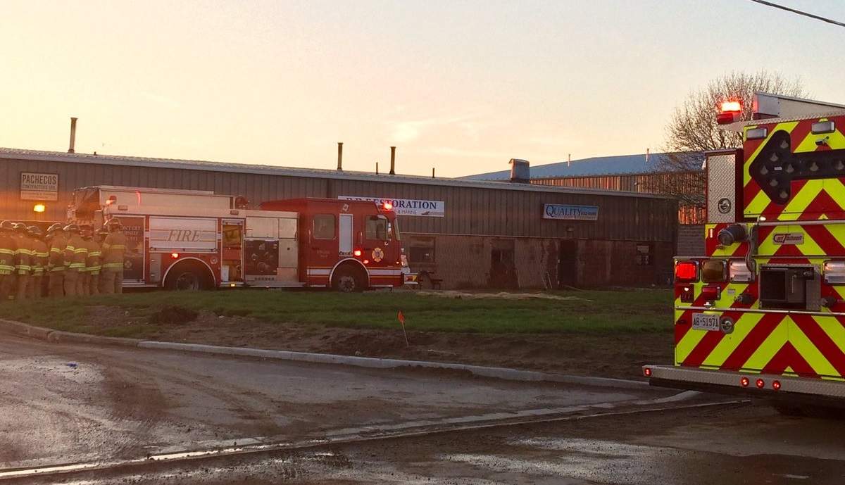 Fire crews on the scene of a fire at 4192 Perkins Rd. in London, Ont. on April 18, 2017.