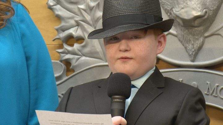 Mekayla\'s younger brother, Joshua Bali, speaks at an RCMP news conference on April 12.