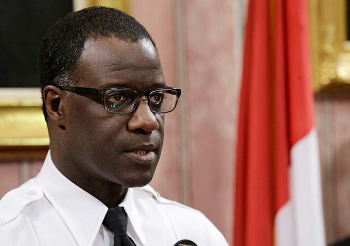 Cleveland Police Chief Calvin Williams answers questions during a news conference Tuesday, April 18, 2017.