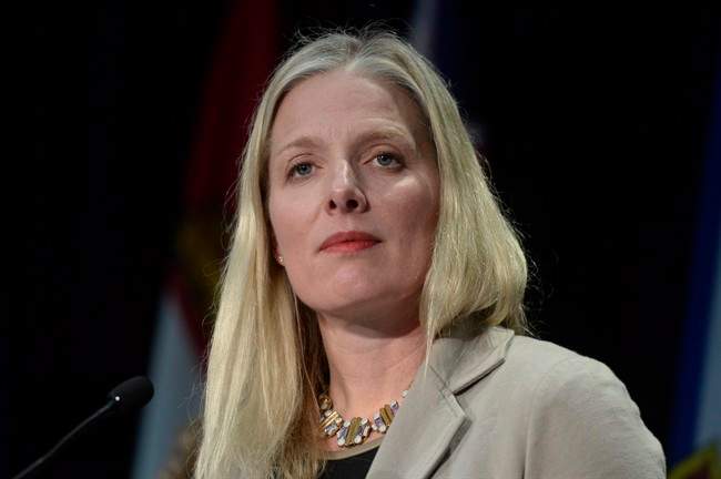 Minister of Environment and Climate Change Catherine McKenna speaks during a news conference following meetings with provincial counterparts in Ottawa, Wednesday, February 22, 2017. 