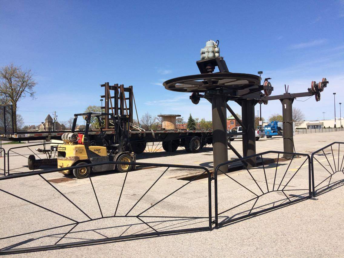 The Sky Ride being dismantled at the Western Fair District, on April 26, 2017.