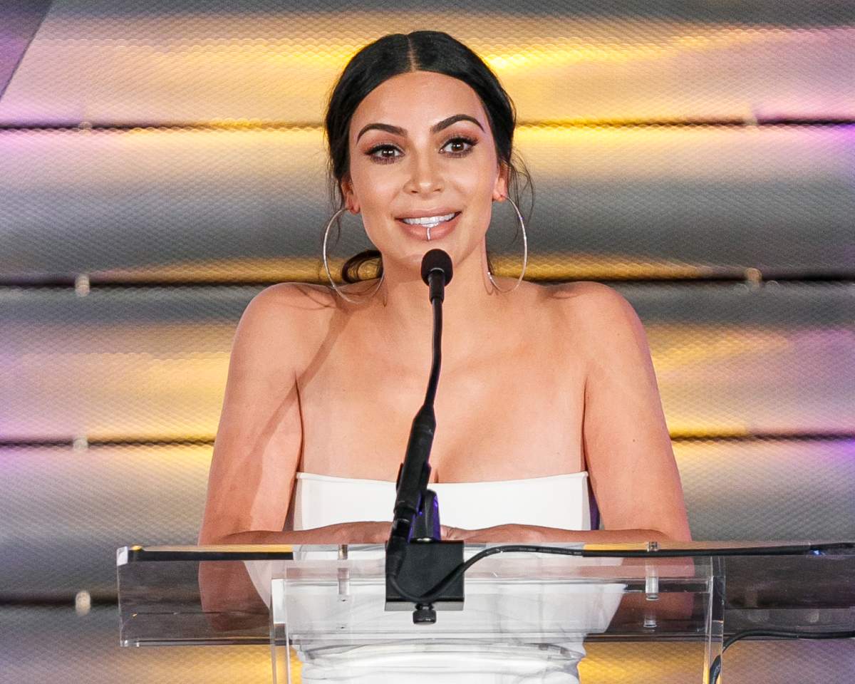 Television personality Kim Kardashin speaks onstage at the Family Equality Council's Impact Awards at the Beverly Wilshire Hotel on March 11, 2017 in Beverly Hills, California.  