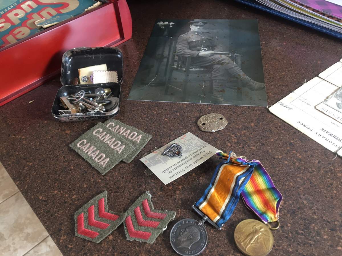 Medals and other items that belonged to Edward Maillet, a Richibucto, N.B. man whose family recently discovered he fought at the Battle of Vimy Ridge.