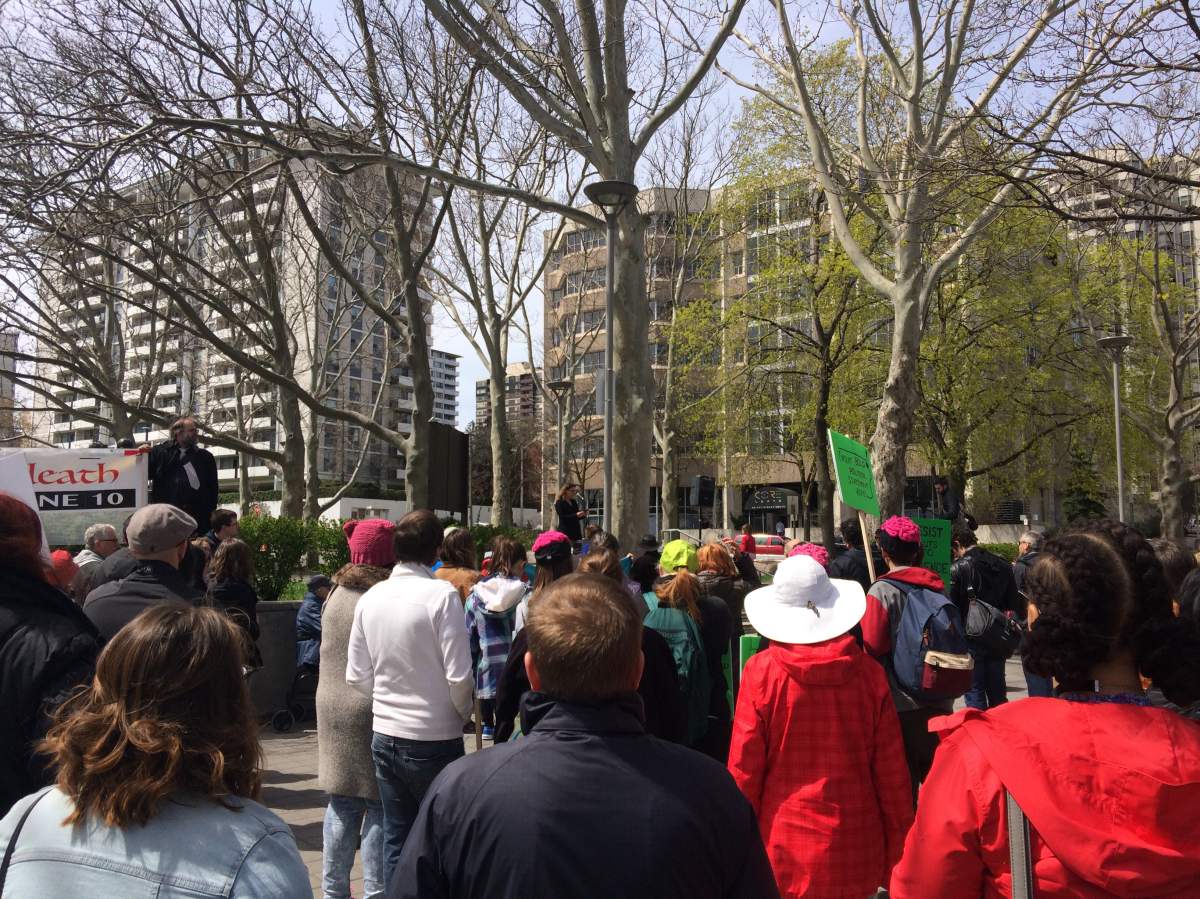 Guest speakers from the local scientific community addressed the crowd about their concerns of the issues affecting science and research.