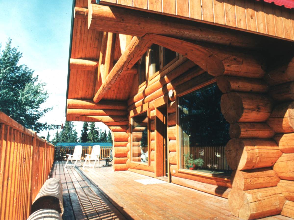 The terrace offers sweeping views of Marsh Lake.