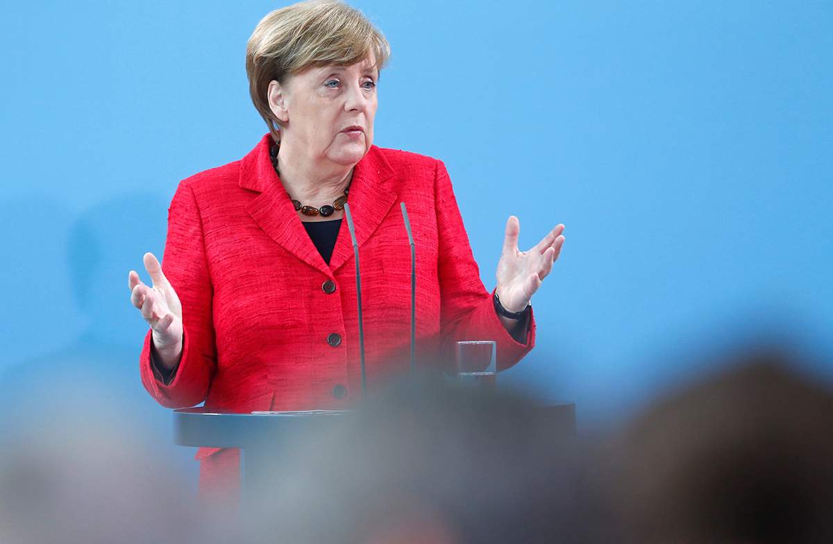 German Chancellor Angela Merkel attends an event that is honouring volunteers who help refugees, in Berlin, Germany, April 7, 2017. 