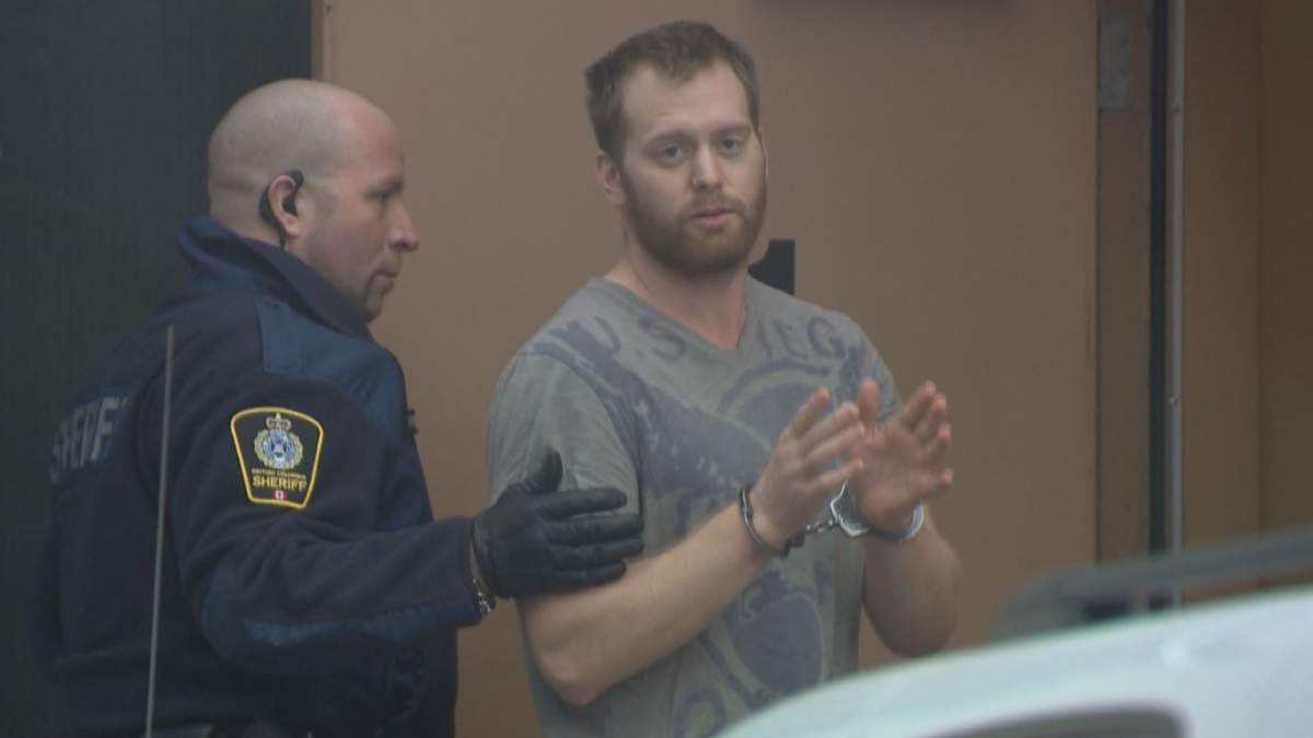 Gregory Nield in custody following his arrest. 