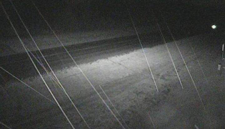 A view of Highway 11 and Nordegg Ranger Station near Nordegg, Alta. at 9:50 p.m. on April 20, 2017