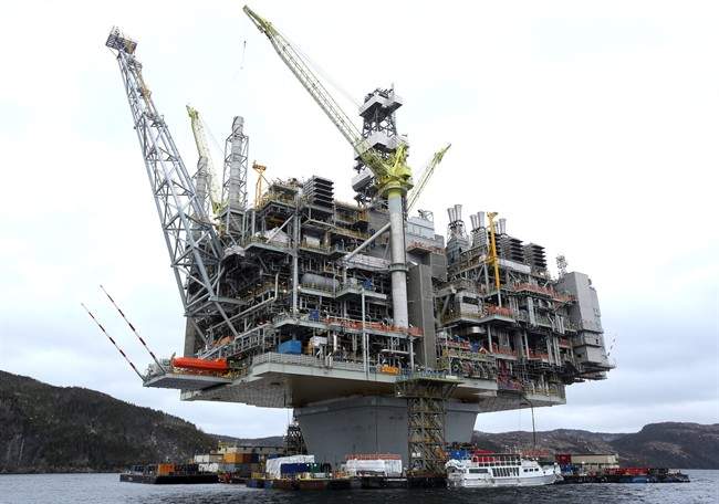 The Hebron Platform, anchored in Trinity Bay, N.L., is shown on Tuesday, April 18, 2017,.