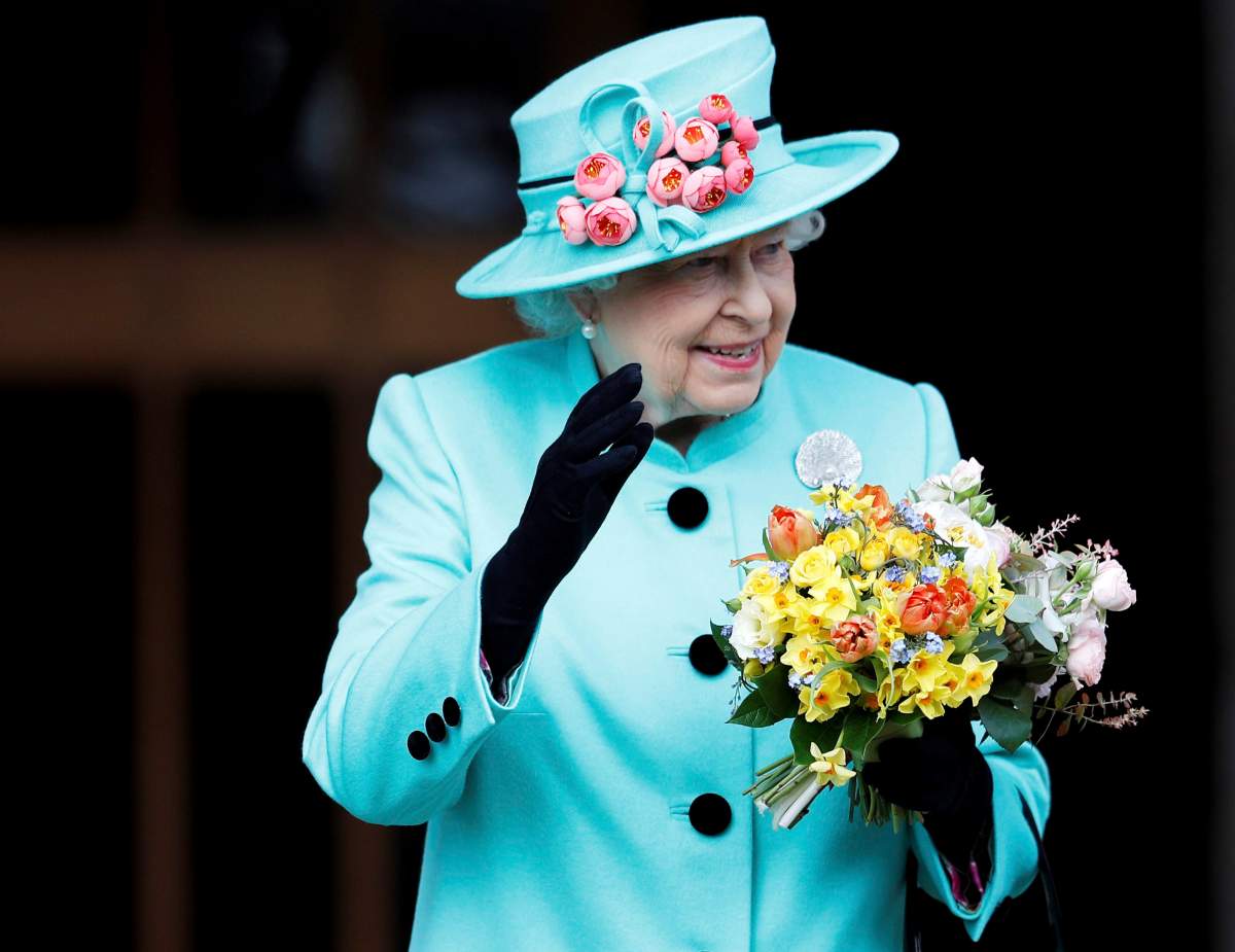 FILE – This is a Sunday April 16, 2017 file photo of Britain’s Queen Elizabeth as she leaves the Easter Sunday service in Windsor Castle, in Windsor England. Britain’s Queen Elizabeth celebrates her 91st birthday on Friday, April 21, 2017. (Peter Nicholls/Pool File via AP)