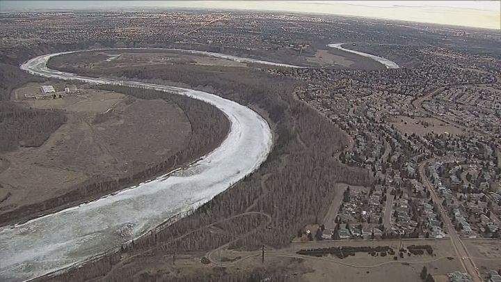 The City of Edmonton warns residents to stay off the North Saskatchewan River due to thin ice Tuesday, April 4, 2017.