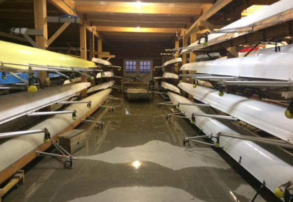 Winnipeg Rowing club equipped with sandbags but water still got through on Saturday.