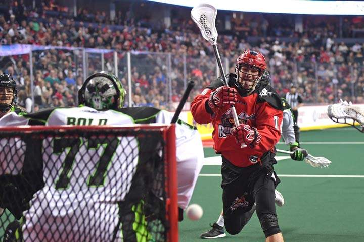 The Roughnecks beat the Saskatchewan Rush 14-7 on Saturday in Calgary.