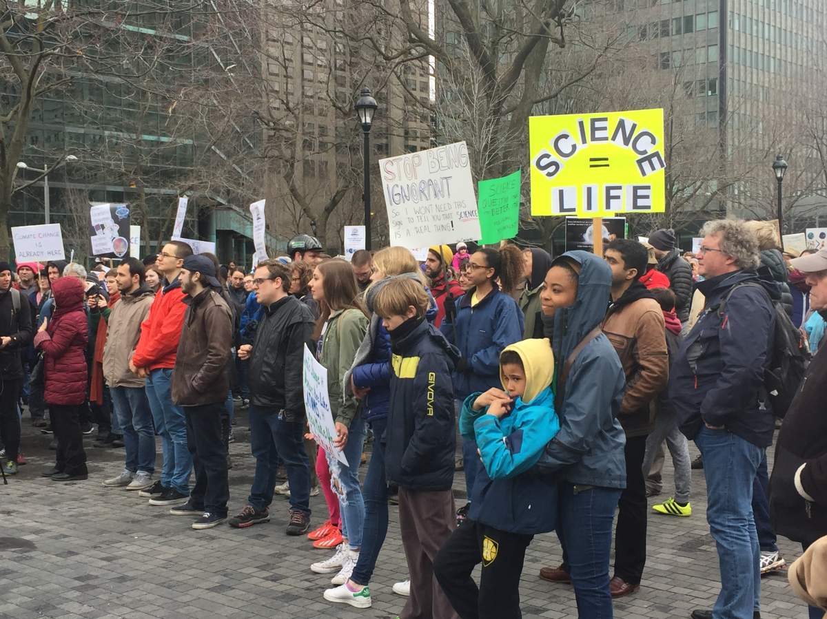 Hundreds took part in the March for Science in Montreal on Saturday to celebrate the importance of science in society, Saturday, April 22, 2017.