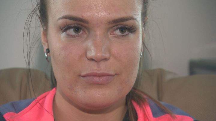 Paulina Wojtowicz said she was punched in the face for wearing a San Jose Sharks jersey in Edmonton. 