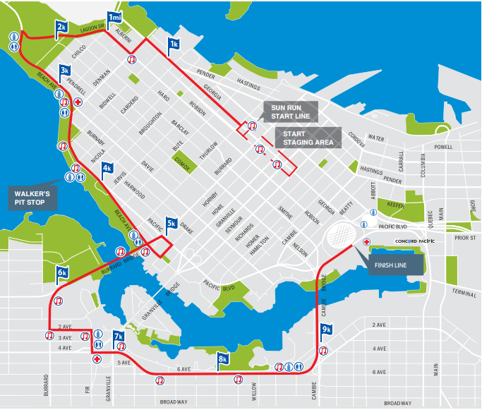 Vancouver Sun Run 2017 road closures - image