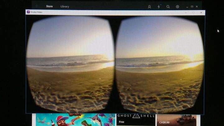 A virtual reality beach scene.