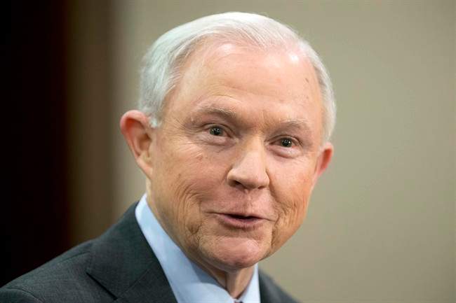 In this March 15, 2017 file photo, Attorney General Jeff Sessions speaks to law enforcement officers in Richmond, Va. 