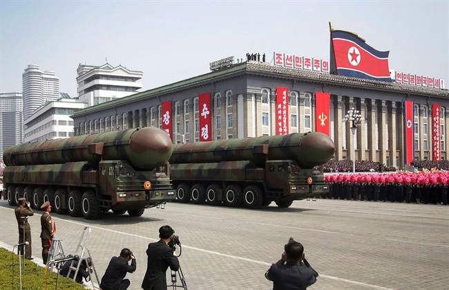 North Korea showed off its arsenal of missiles during this parade to celebrate the 105th birth anniversary of Kim Il-Sung in Pyongyang, North Korea, April 15, 2017.