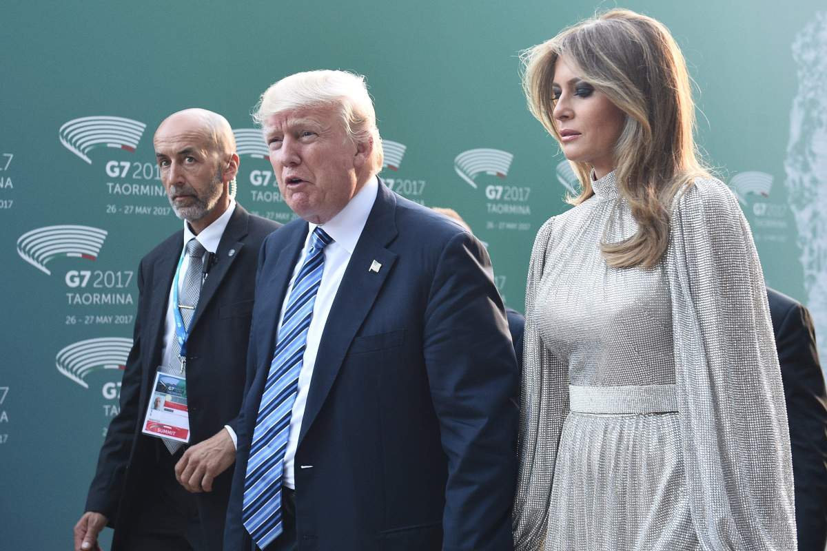 U.S. president Donald Trump and First lady Melania Trump arrive at the Greek Theater to attend a concert during the G7 Summit in Taormina, Sicily island, Italy, 26 May 2017.