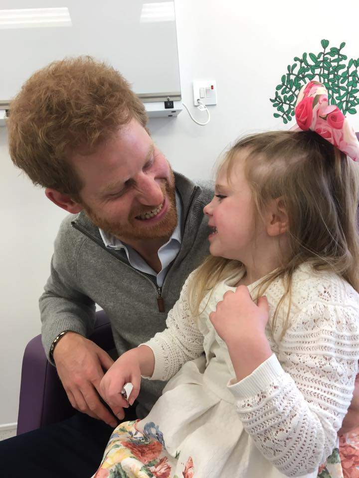 Prince Harry visited with Amelia Carroll at Great Ormond Street Hospital on Tuesday, May 2.