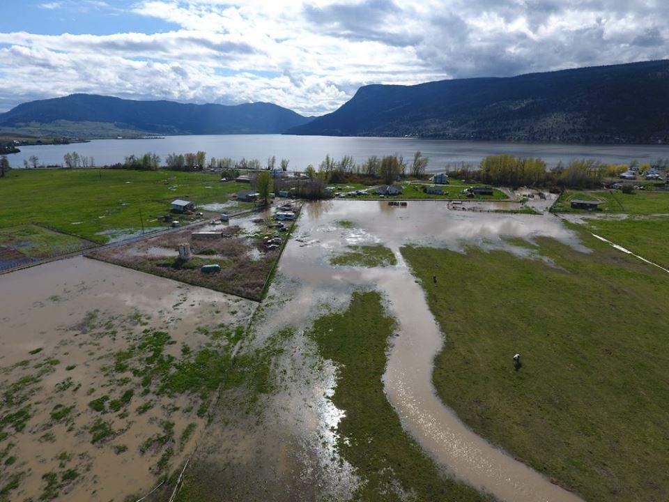 An overhead look at flooding on the Upper Nicola Band near Merritt.