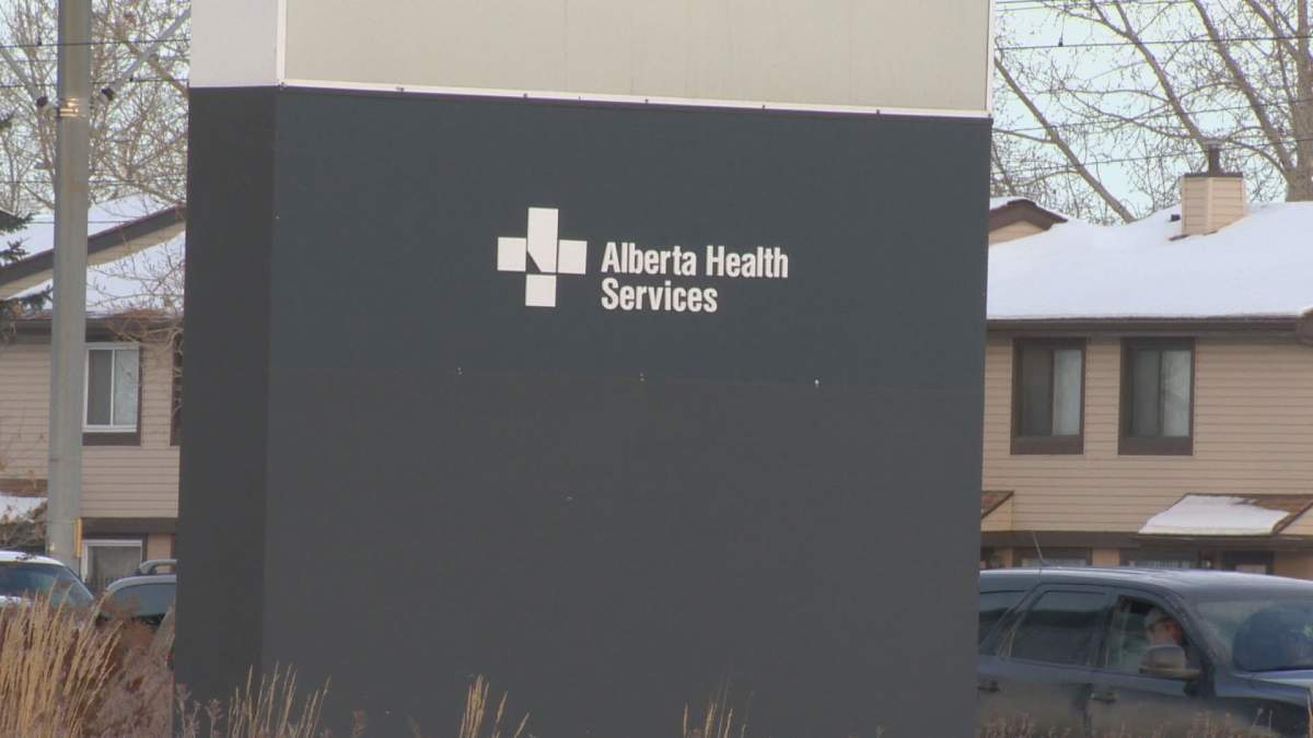 An Alberta Health Services sign in front of a Calgary hospital.