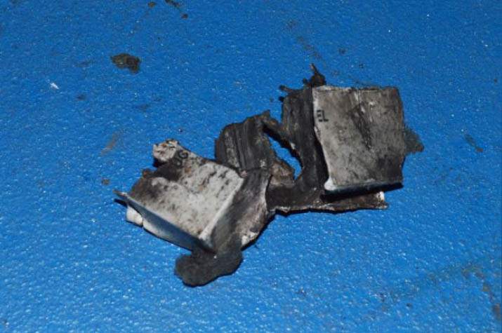 Photo of the remains of a battery, suspected to be part of the bomb used during the Manchester Arena attack on May 23, 2017.