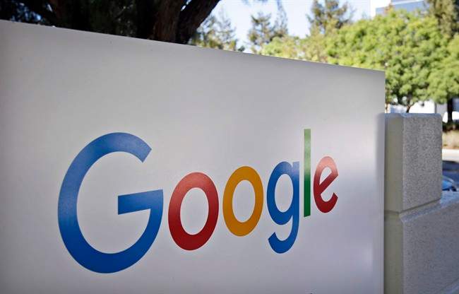 FILE - This Oct. 20, 2015, file photo, shows a sign outside Google headquarters in Mountain View, Calif.
