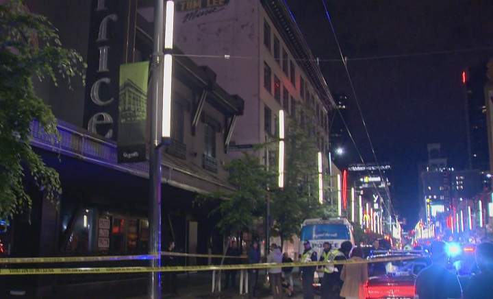 Two men are in custody following a stabbing at the Caprice nightclub on Granville Street.