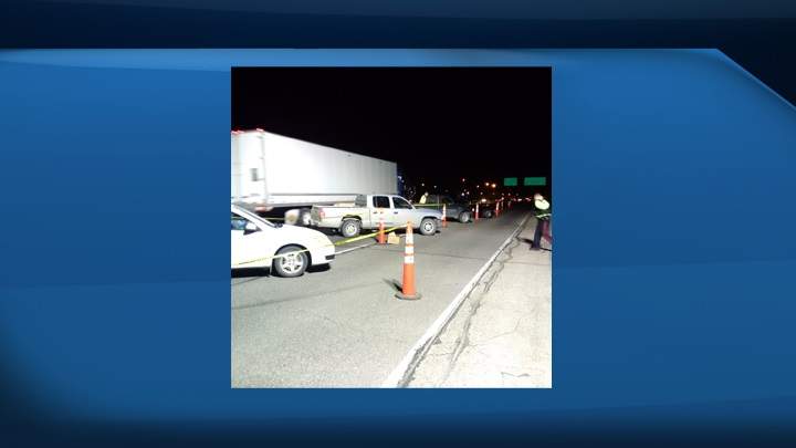 Some of the vehicles pulled over at the Ring Road check-stop on Saturday night. 