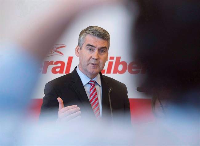 Nova Scotia Premier Stephen McNeil fields a question as he releases the Liberal platform during a campaign event in Halifax on May 17, 2017.