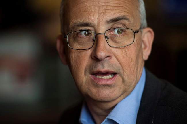 Nova Scotia NDP leader Gary Burrill during a campaign stop at a Tim Hortons in Halifax on Friday, May 5, 2017.