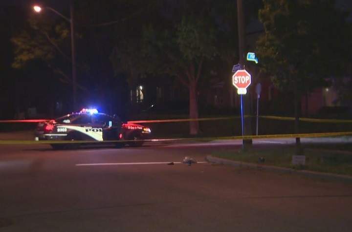 Toronto police block off part of the scene in the Coppermill and Hardisty drives area in north Etobicoke Thursday evening.