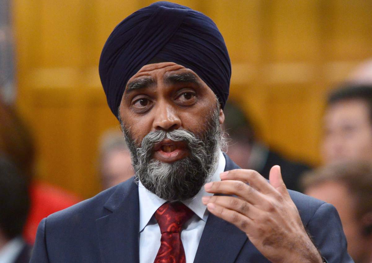 Minister of National Defence Minister Harjit Sajjan responds to a question during Question Period in the Hosue of Commons on Parliament Hill in Ottawa on Monday, May 15, 2017.
