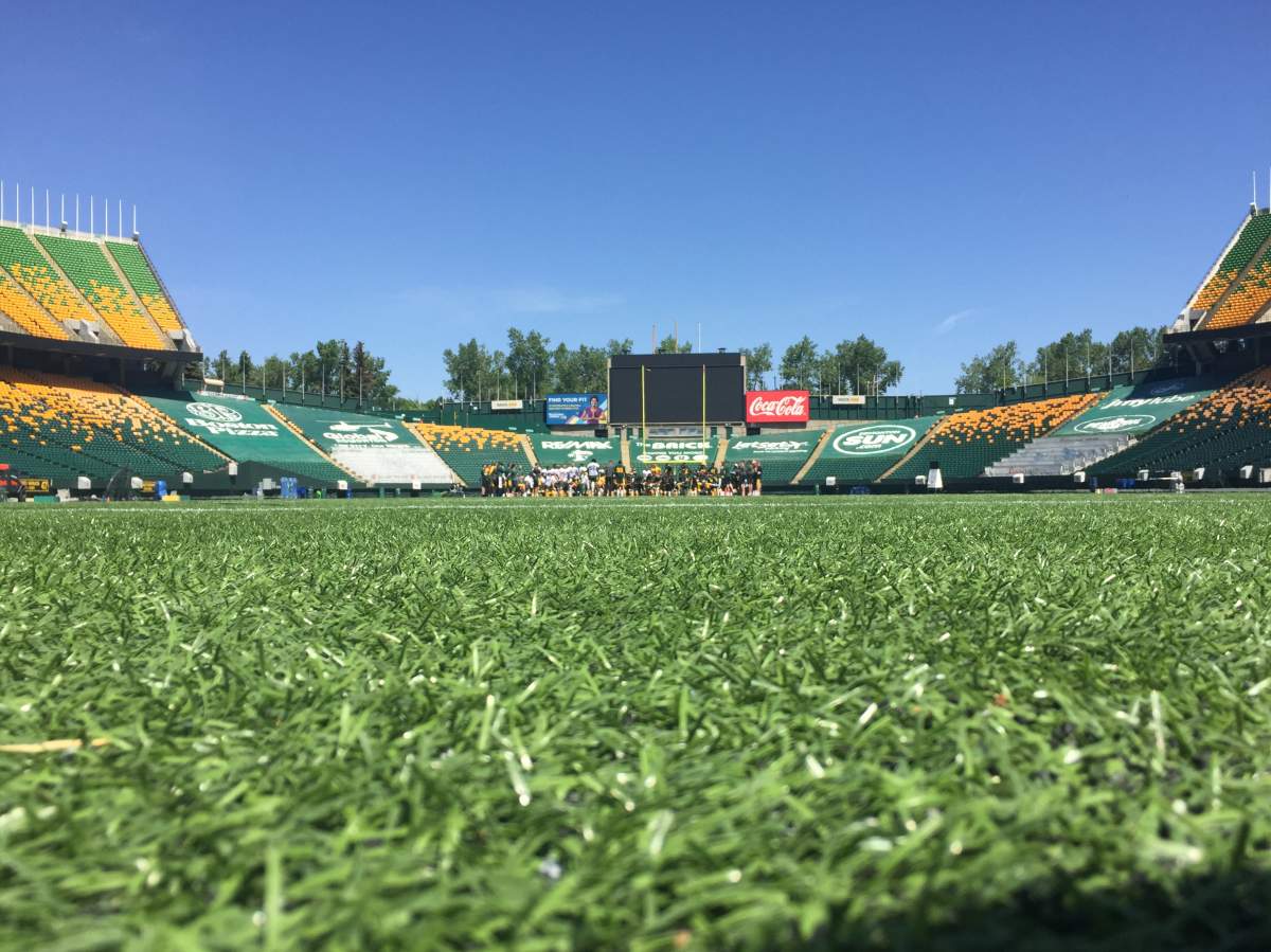 Field level at Commonwealth Stadium.