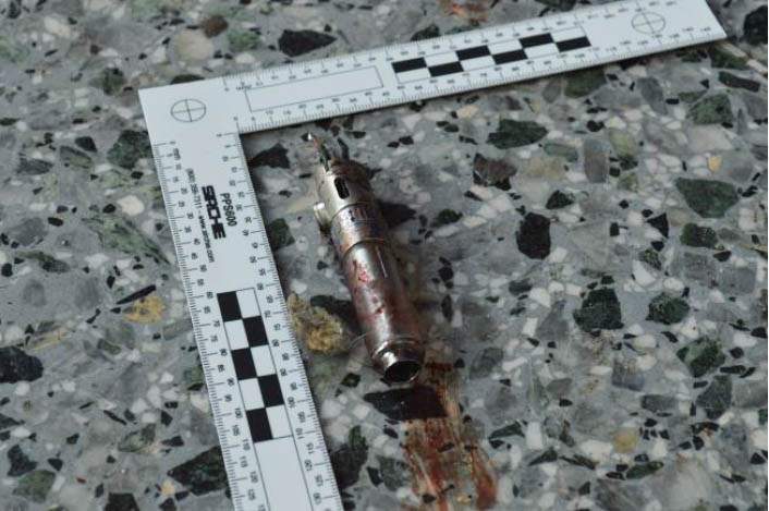 Photo of a cylindrical object, suspected to be part of the bomb used during the Manchester Arena attack on May 23, 2017.