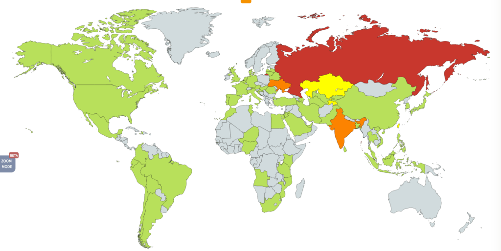 Geographical target distribution of the WannaCry ransomware attack for the first few hours of the attack on May 12, 2017, according to Kapersky security firm.