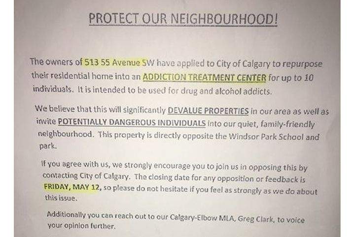 An anonymous letter was distributed to neighbours of a recovering addict after he applied to have his home converted to an addiction recovery centre.