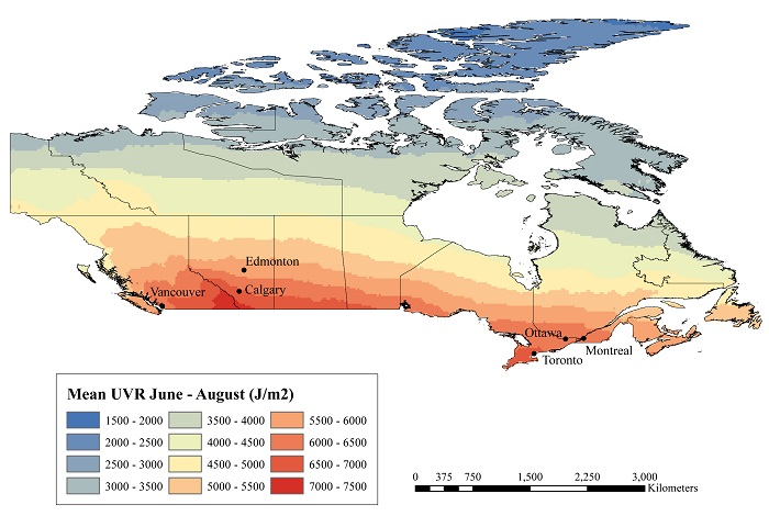 Map of UVR zones in Canada