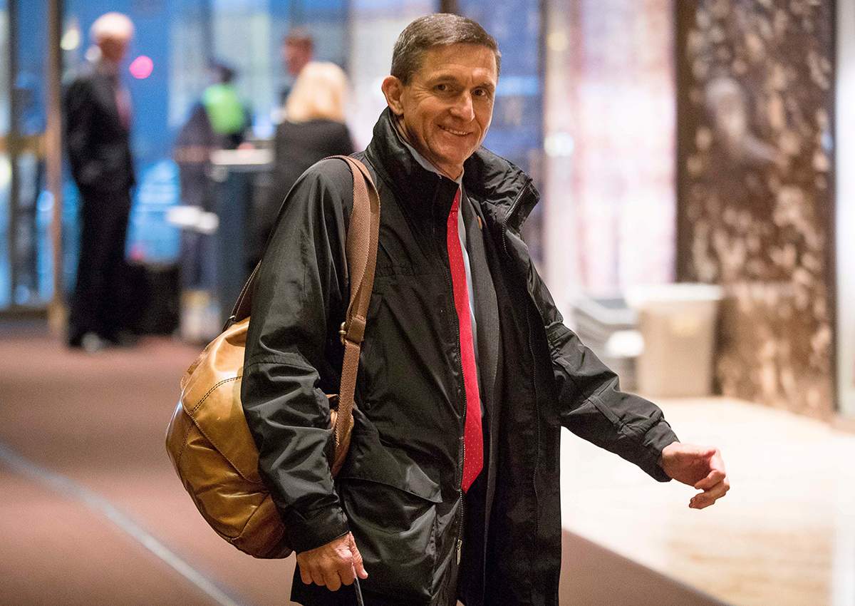 In this Jan. 3, 2017, file photo, Michael Flynn, then - President-elect Donald Trump's nominee for National Security Adviser arrives at Trump Tower in New York. 