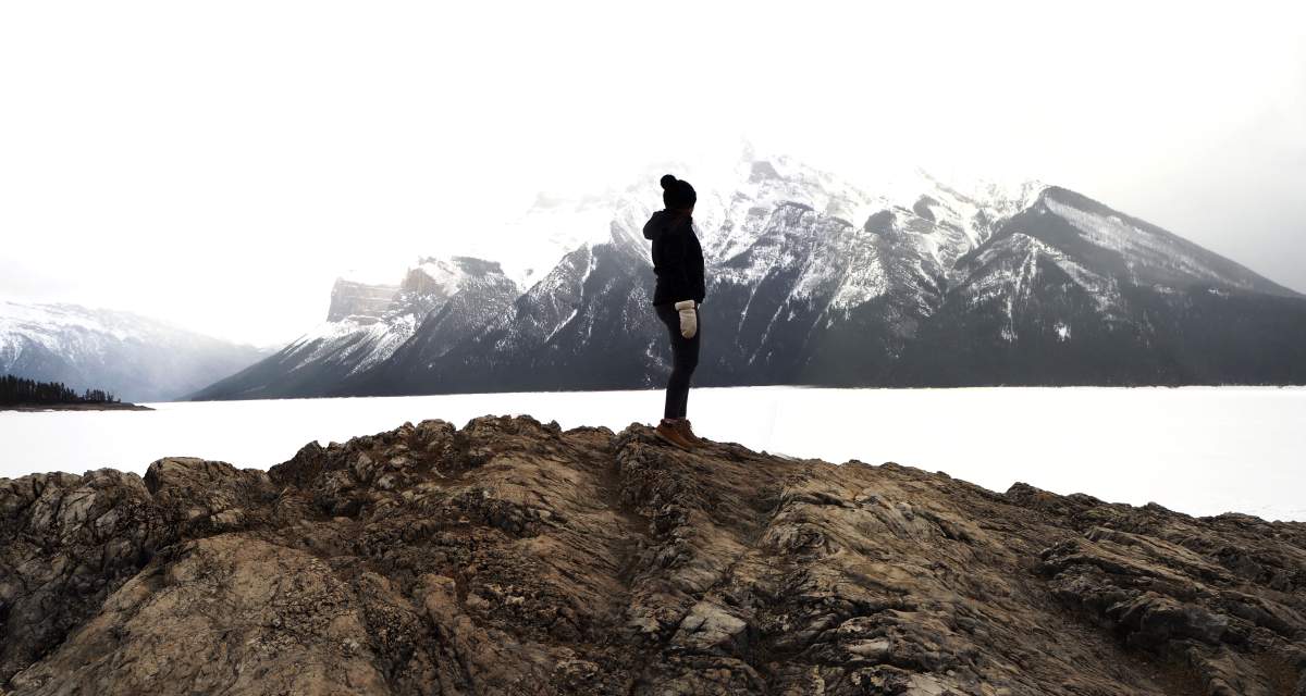 Liz Rudiger at Alberta's Lake Minnewanka. 