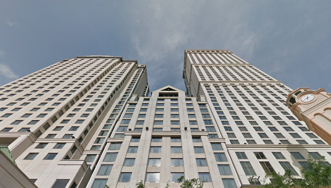 The Hilton Hotel complex as seen in July 2015.