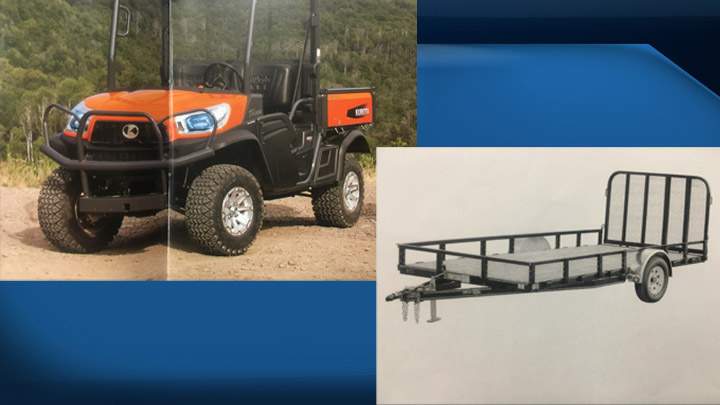 Thieves broke into a business compound south of Prince Albert and made off with a utility vehicle and a trailer.