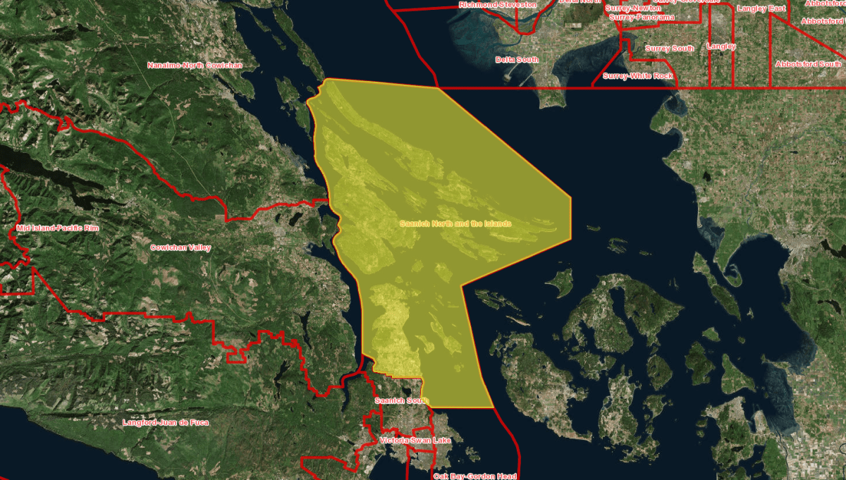 Saanich North and the Islands riding map