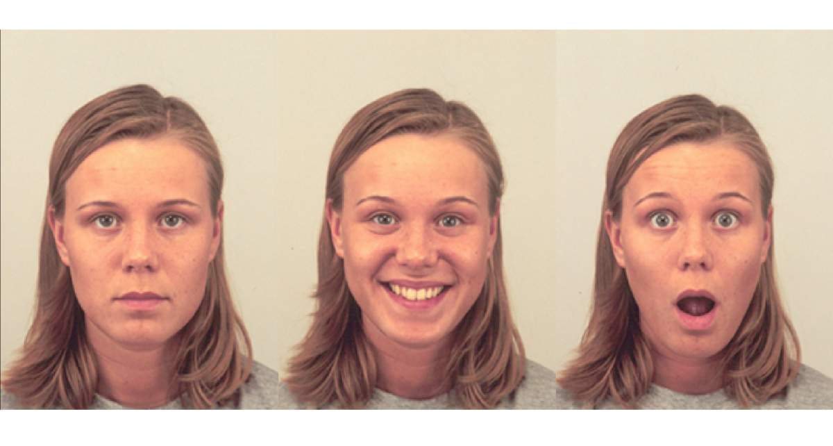 In the second experiment of the study, students were shown images of men and women who were either smiling, were neutral, or had a surprised face.