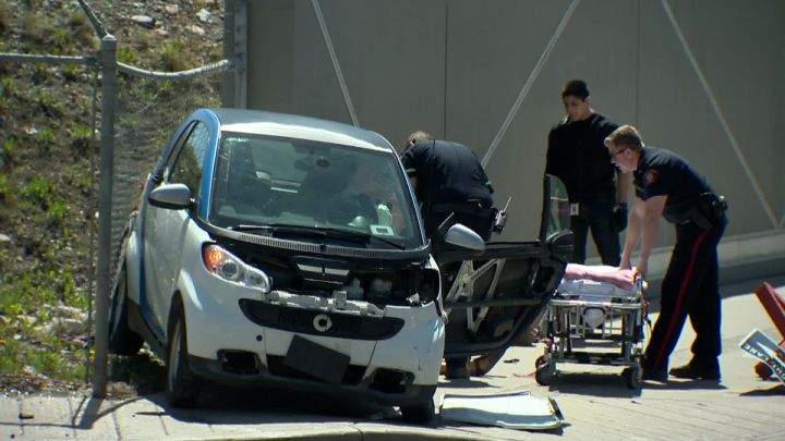 Damaged vehicle in Calgary hit and run