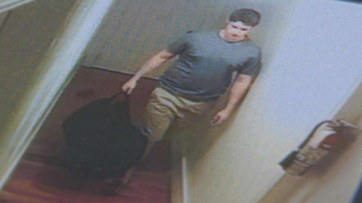 The jury in the William Sandeson murder trial was shown video of Taylor Samson entering Sandeson’s apartment on Aug. 15, 2015.