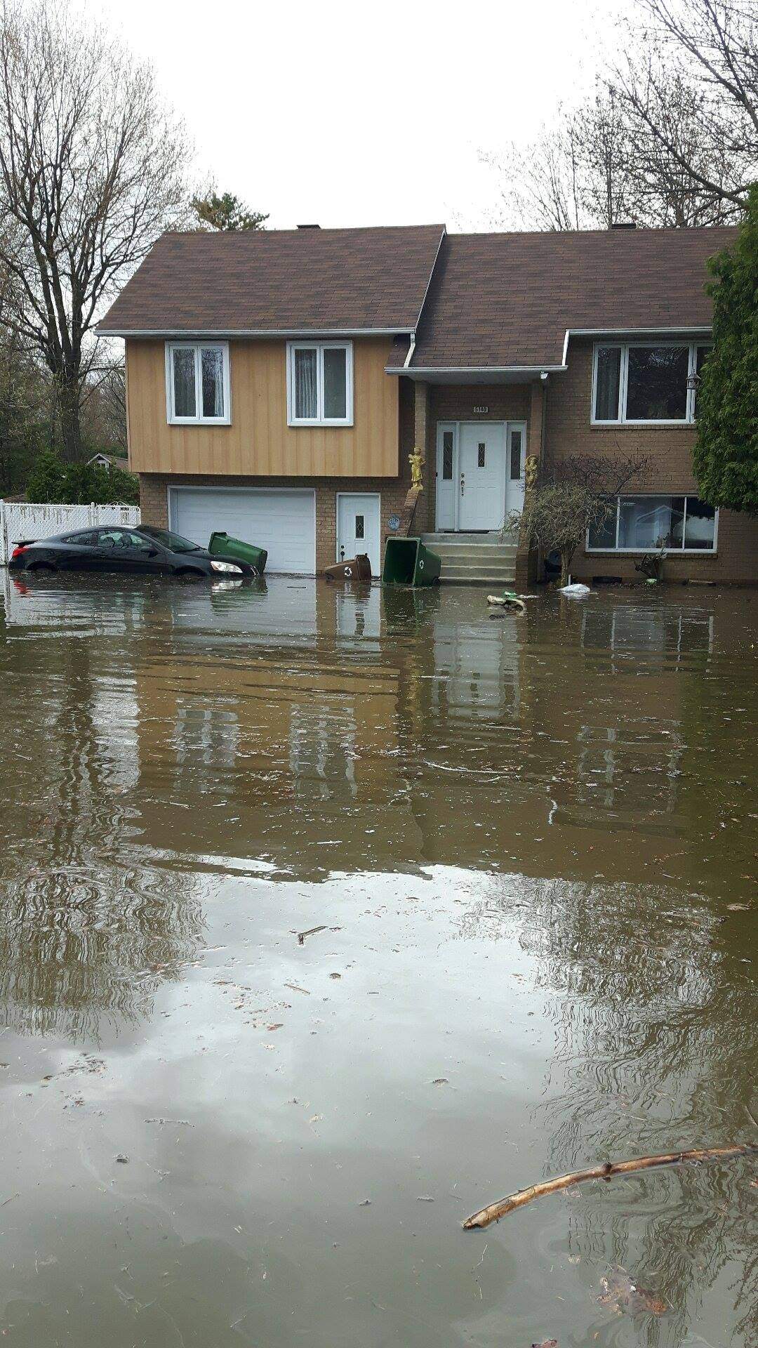 Flooded streets in Montreal's Pierrefonds-Roxboro borough.