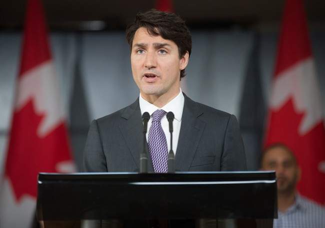 Prime Minister Justin Trudeau responds to questions during a visit to the Don Christian Recreation Centre in Surrey, B.C., on Friday May 19, 2017. 